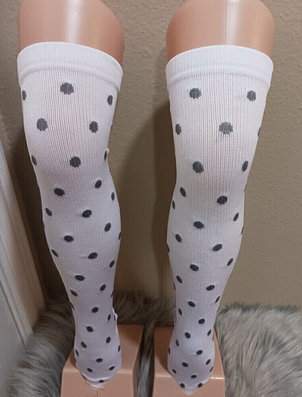 Knee High Socks With Polka Dots Pattern In White Size S/M - Picture 2 of 12